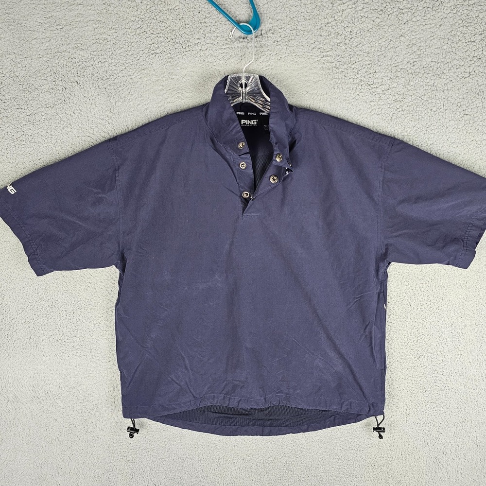 Ping Windbreaker Jacket Mens Small Water Resistant Short Sleeve 1/4 Snap Vintage